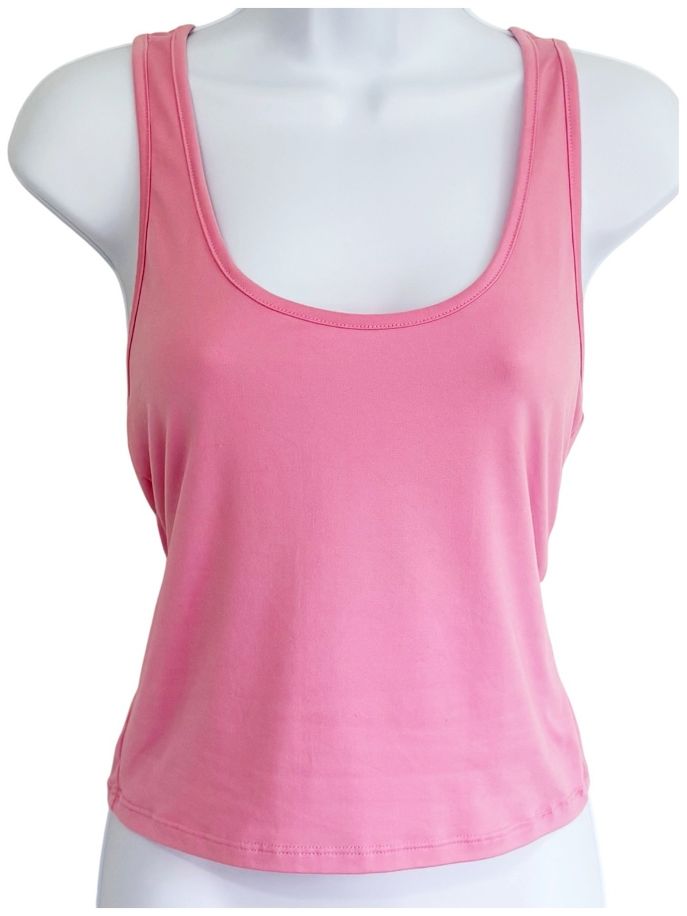 Gaze Pink Open Back Tank Top Small Cross Strap Sleeveless Stretch Y2K